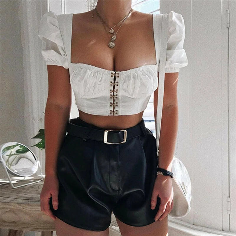 

Women Summer Crop Top Sexy Woman Tank Top Vest Short Sleeve Crop Tops Casual Shirt Ladies T-shirt Fashion Women Tops Tee Shirt