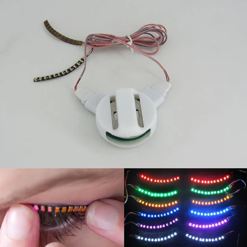 

LED Eyelashes Eyelid False Eyelashes Unisex LED Light Eye Lash Luminous Shining Eyelash for Party Bar Makeup Eye Lash Eyelid
