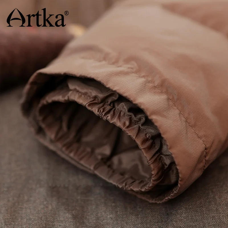 Artka женская ретро зимная одежда отложным воротником с длинными рукавами 90% утиный