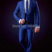 Новое поступление Королевский синий смокинг для Для мужчин Slim Fit жениха Свадебные костюмы для мужчин женихов Для мужчин индивидуальный заказ(куртка+ Штаны+ жилет+ галстук-бабочка