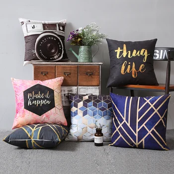 

Double Side Pink Geometric Pillow Cover Grey Cushion Cover Home Decor Pillow Decorative Throw Pillows Pillow Case 45X45CM