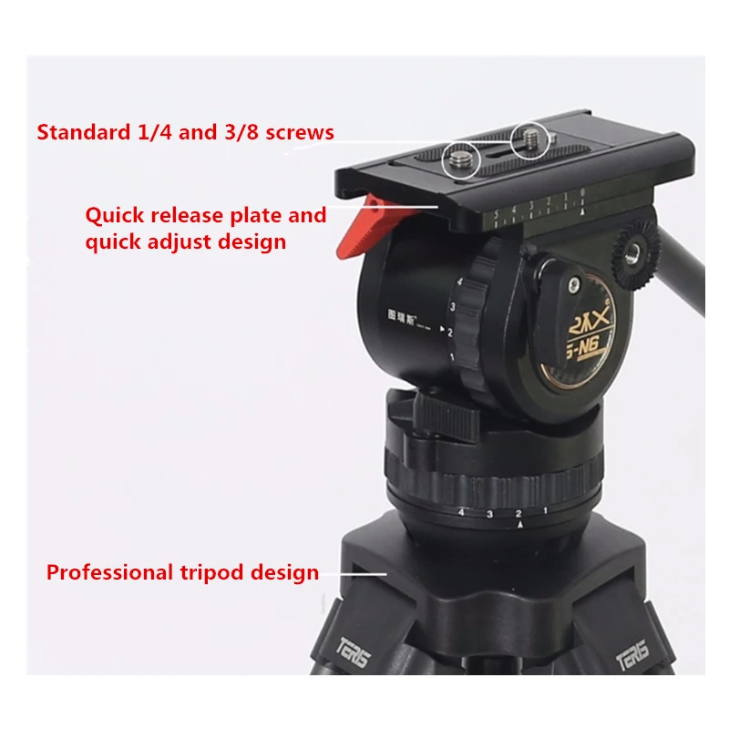 TERIS TRIX TS-N6T комплект штатива для видеокамеры из углеродного волокна с жидкой головкой нагрузка 7 кг профессиональный штатив для видеокамеры