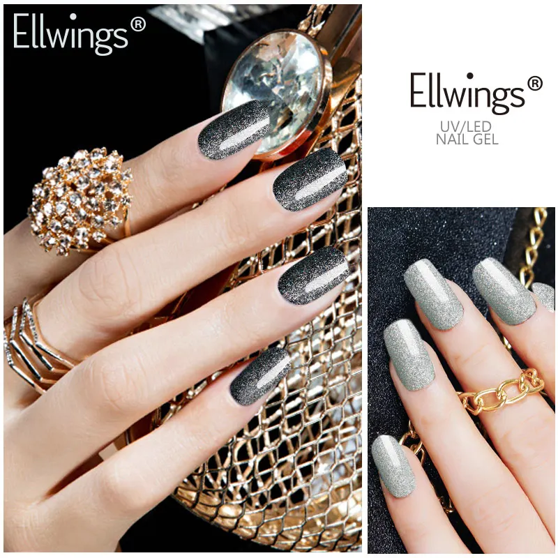 Ellwings лазерный Серебряный Блеск УФ гель для ногтей Дизайн голографические