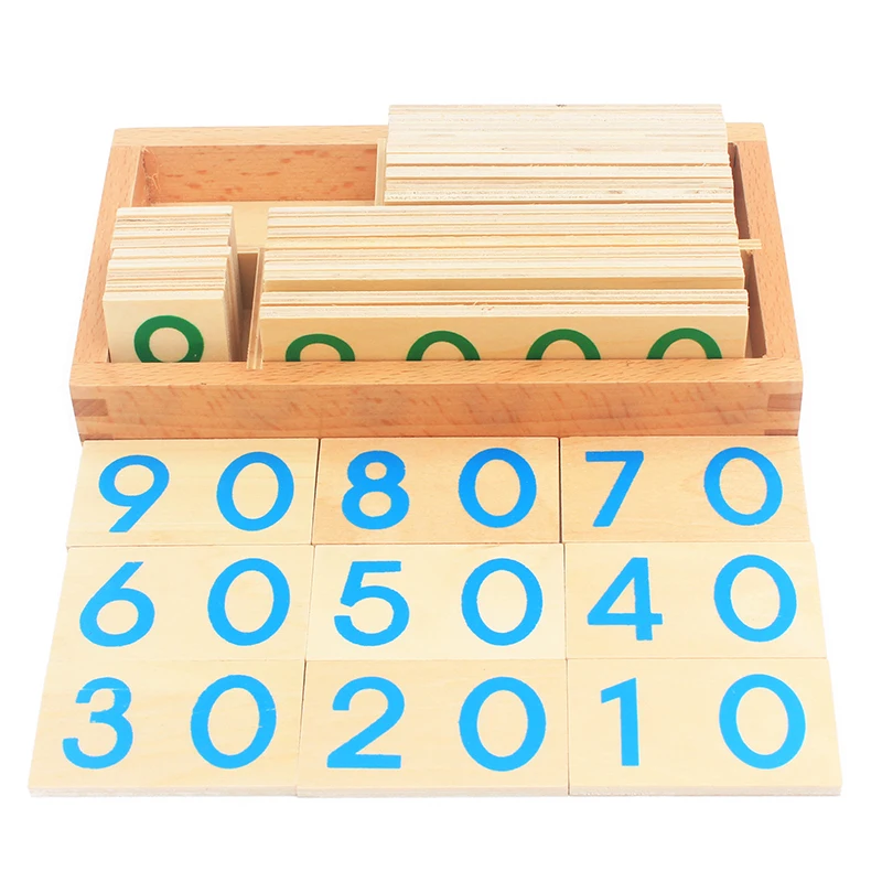 Детские игрушки Монтессори математическая игрушка маленькие цифровые деревянные карты с коробкой(Nmuber 1-9000) Развивающие Игрушки для раннего обучения Рождественский подарок
