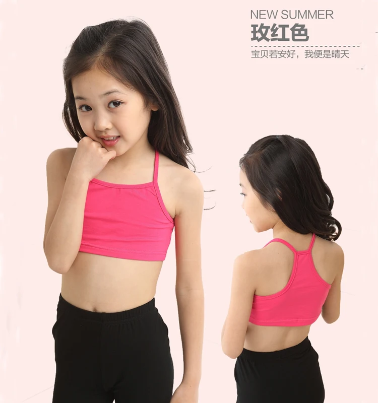 V-TREE Girls Bra camisole girl cotton vest child world of tank girls underwear candy color girls tank tops kids clothing models
