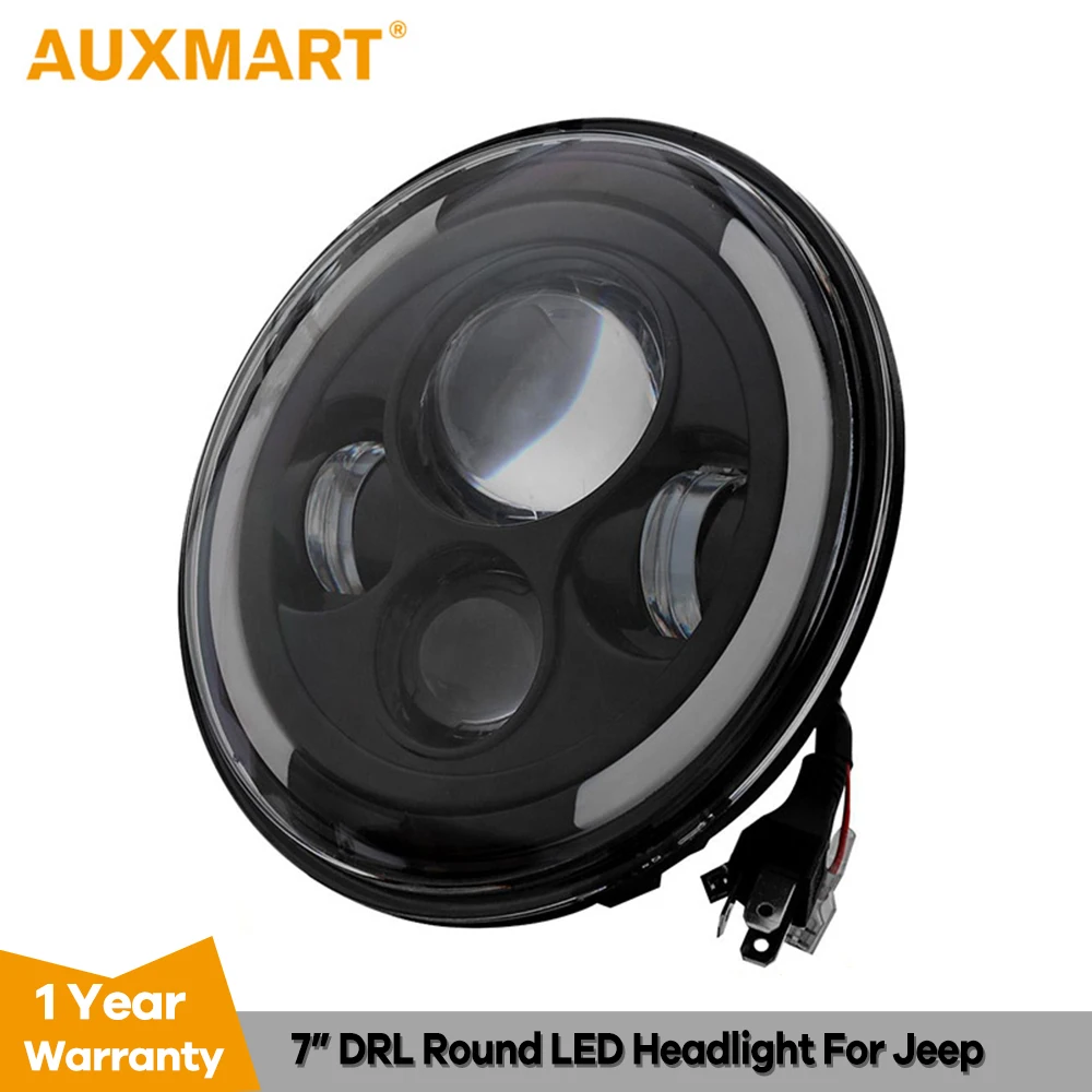 

Auxmart 7inch LED Headlight Bulbs Amber White Halo Angle Eyes Led Headlamp 12v for Jeep Wrangler JK TJ LJ for Land Rover