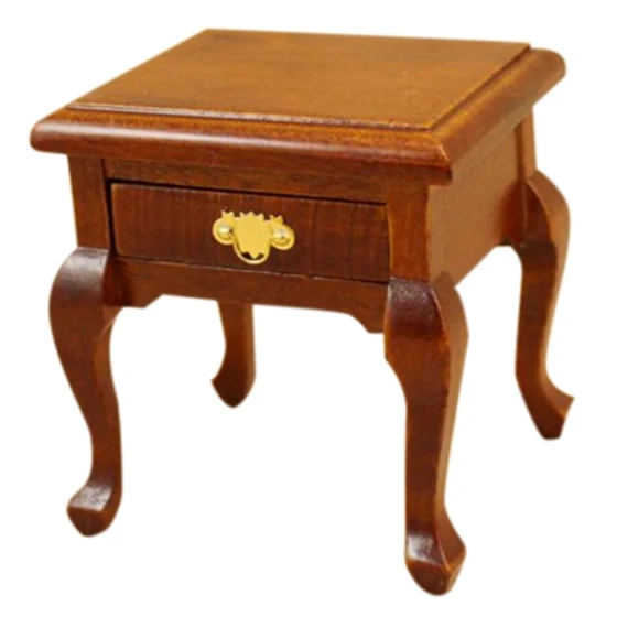 

1/12 Dollhouse Miniature Wooden Furniture Bedside Cabinet Brown
