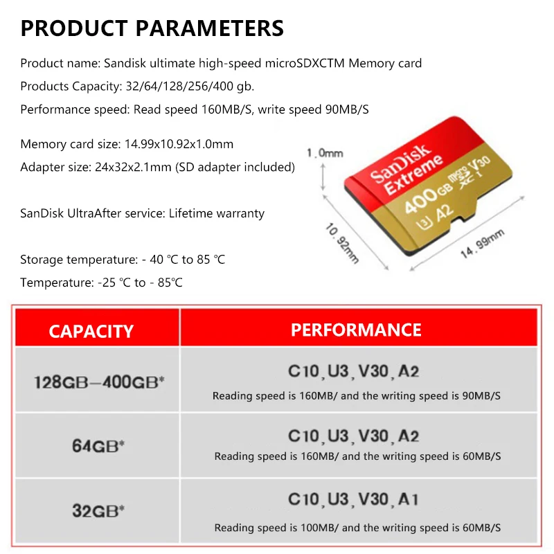 Карта памяти SanDisk Extreme & Ultra Micro SD карта класса 10 U3 V30 A2 micro SDHC/SDXC 64 ГБ 128 256 TF для