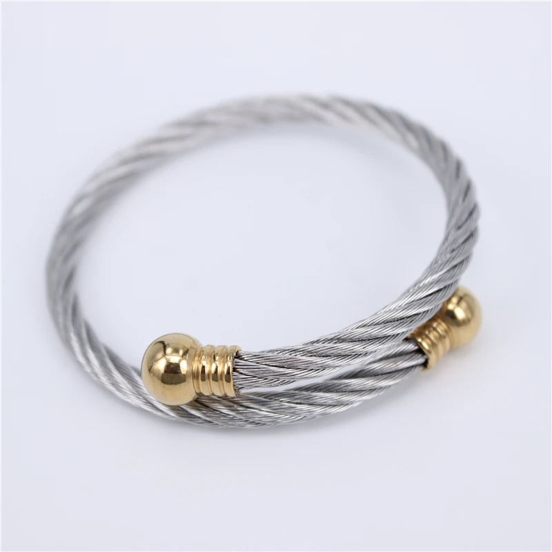 Wholesale Factory Price Three styles Adjustable Open Cuff Men Women Bracelets Trendy Stainless Steel Simple Bangles LH752 - Окраска металла: Имитация родиевого покрытия