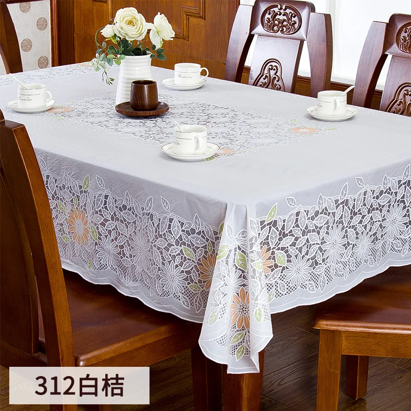 PVC Tablecloth Dining Table Plastic Cover Coffee End Table Cloth Waterproof Rectangle 137cm x 180cm Orange Blue White