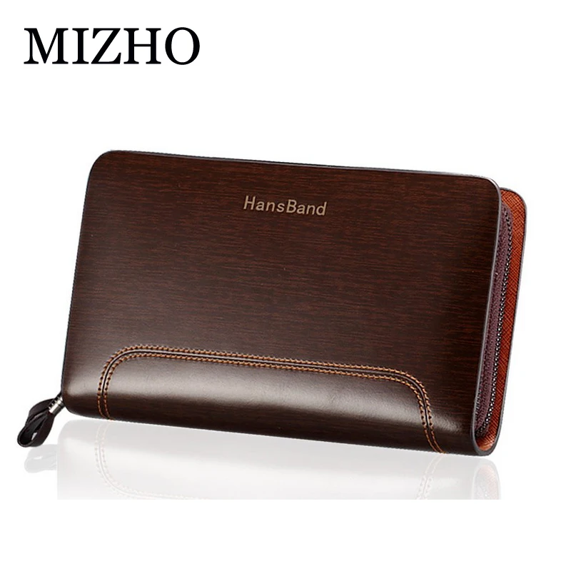 

Men Genuine Leather Wallet Large capacity double zipper Purse Casual Long Business Male Clutch Wallets Large capacity Clutch bag