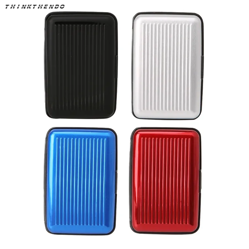 

THINKTHENDO Fashion New RFID Blocking Aluminum ID Credit Card Holder Wallet Hard Case Anti Scan Theft Mini Bags for Men Women