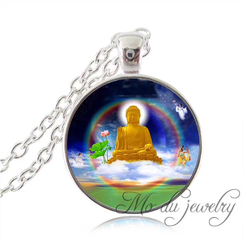 Drop Shipping Fashion Gautama Buddha Statue Pendant Pink Flower