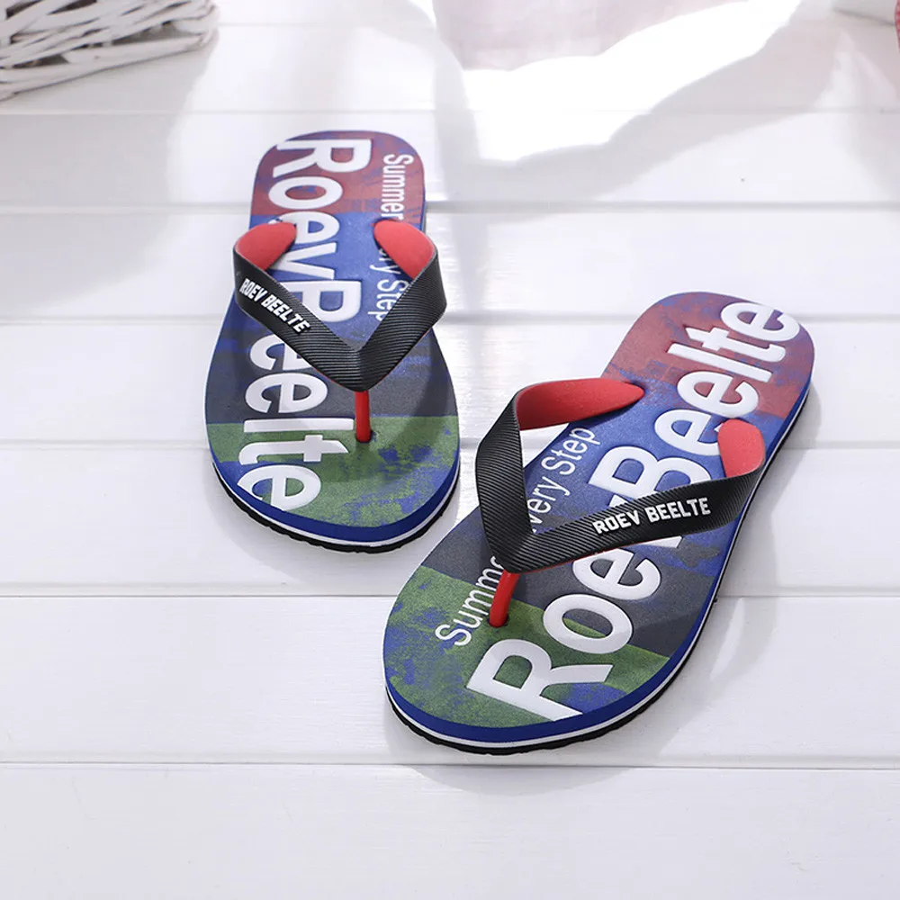 

Men Flip Flops Flat Slippers Letters rMale Mixed Color Slippers Men Casual EVA Shoes With Home Beach &Home Sandals Big Size