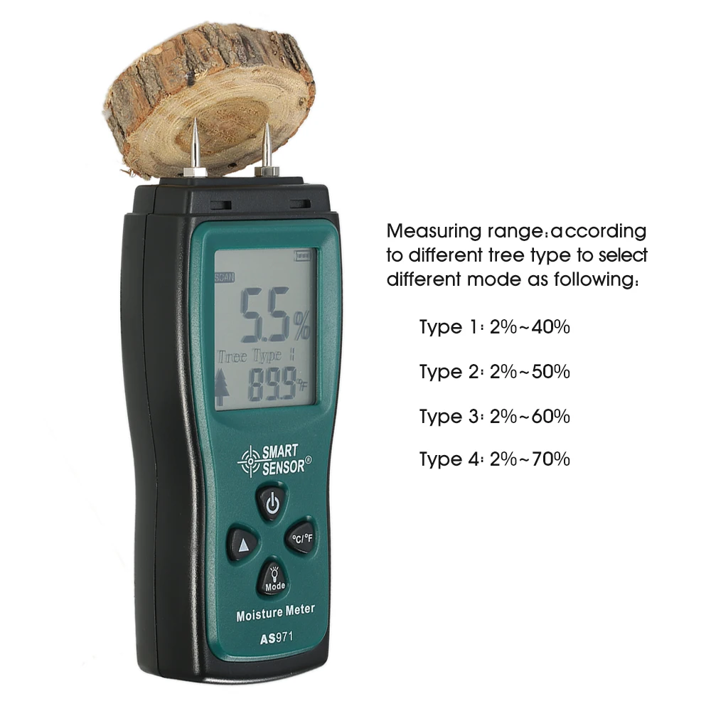 Professional Digital Wood Moisture Meter Lumber Damp Meter Detector