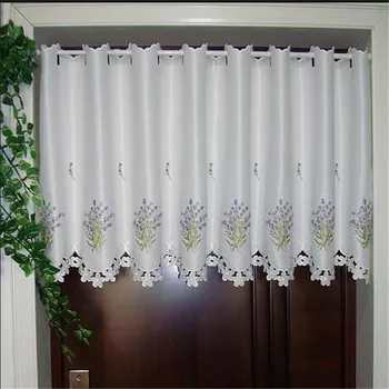 

Free Shipping Romantic Lavender half Curtain lace Coffee Curtain Kitchen Short Curtain Small Curtain for Home window decoration