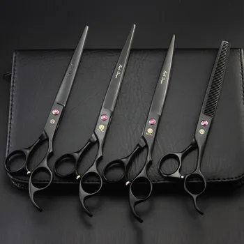 

8" Professional Pet Scissors Set Japan 440C Cat Dog Clipper Grooming Shears Cutting Thinning Curved Scissors 4pcs/set Add Bag