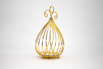

1PC Metal European Gold Votive Candle Holder Wedding Candlestick Hanging Lantern Home Wedding Decorative Candle Stick MK018