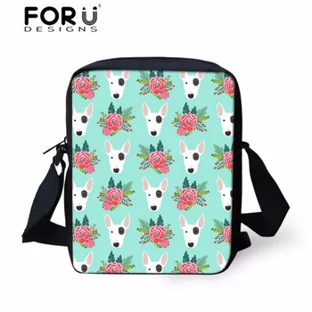 

FORUDESIGNS Women Messenger Bags Pitbull Floral Printing Small Shoulder Bag for Ladies Girls Crossbody Bag Casual Women's Bags