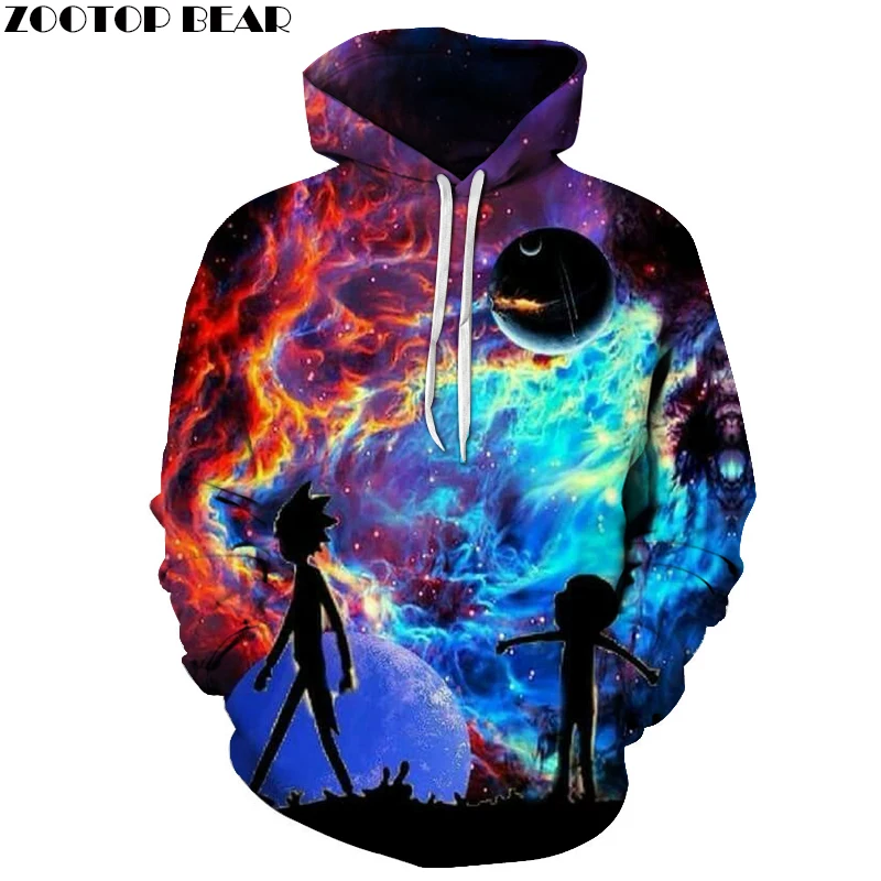 Skup Galaxy bluzy męskie bluza z kapturem 3D rick i morty dres śmieszne swetry Cartoon płaszcz Streatwear tkaniny Dropship ZOOTOPBEAR