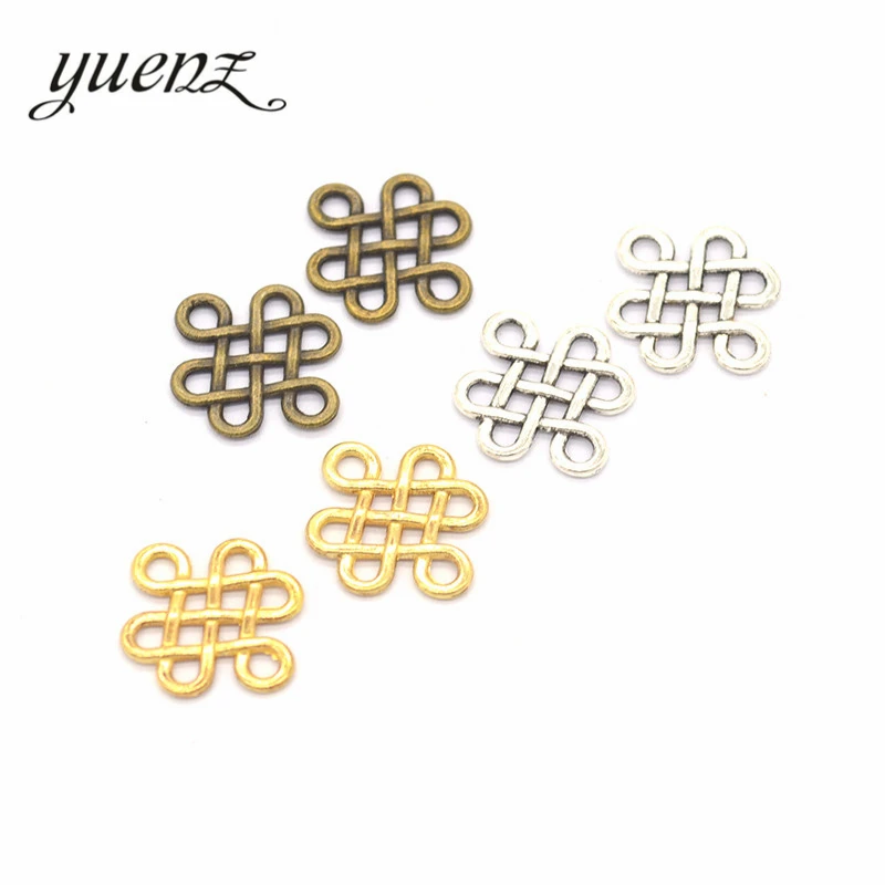 

YuenZ 40pcs Antique silver Metal alloy Chinese knot Charms Pendants Necklace Beads for DIY Big Hole Beads Bracelets Charms J108