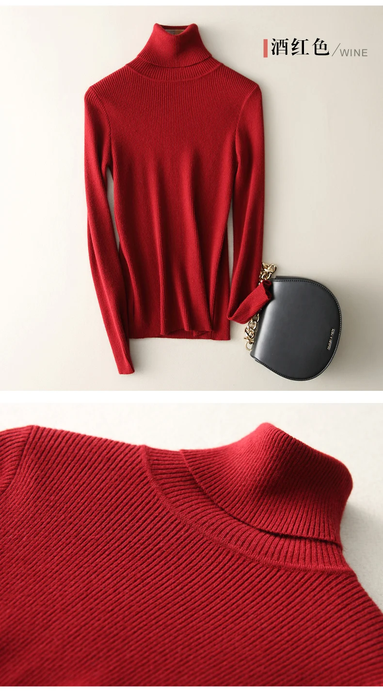 Для женщин с длинным рукавом кашемировый свитер пуловер для Для женщин осень зима водолазка шерстяной свитер Повседневная Женский джемпер свитер