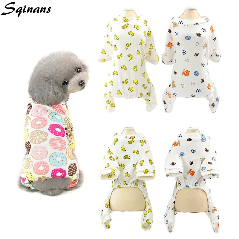 

Sqinans Print Pajamas For Dogs Summer Cotton Pet Dog Jumpsuit Costume Small Dog Clothes For Chihuahua Pomeranian Pet Supplies