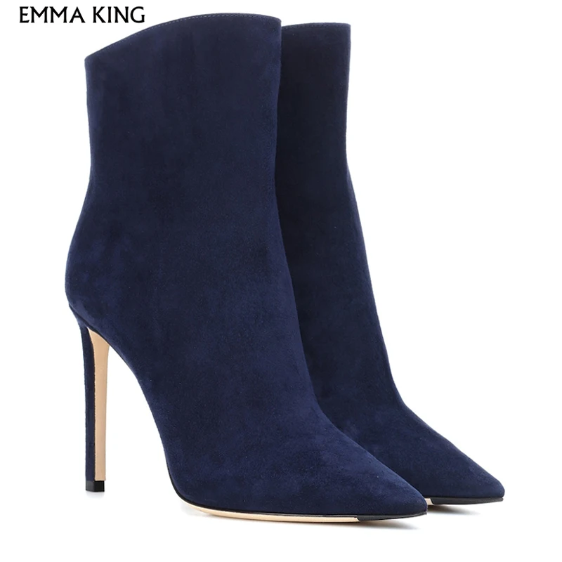 navy blue heel boots