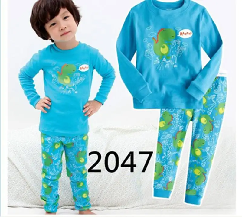 Новые осенние Детские пижамы Хлопковая пижама для мальчиков Комплекты одежды для детей, ночное белье Топ для маленьких мальчиков и девочек, одежда для сна с изображениями героев мультфильмов для детей от 2 до 7 лет футболка P092