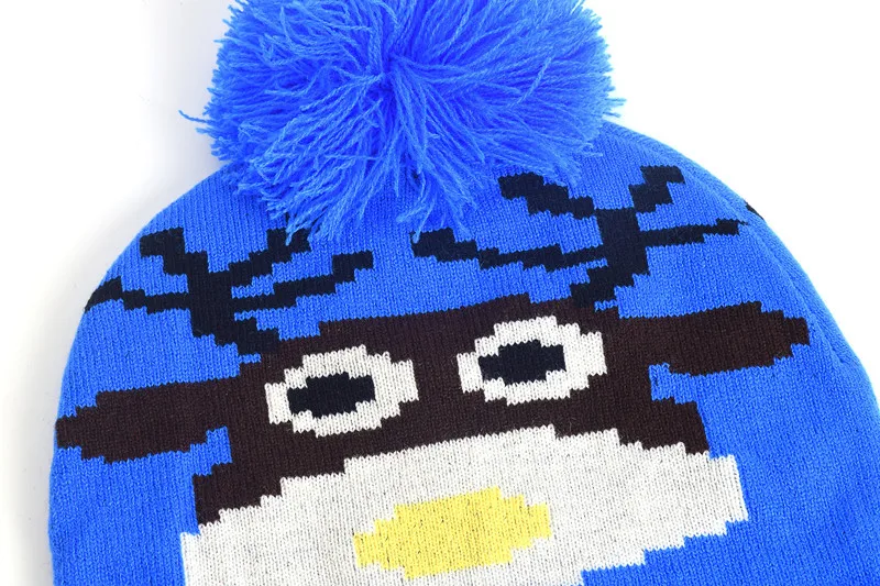 Beanie Women Men Kids Winter Knit Hat Deer Autumn Warm Animal Pompon Dobby Brim Skiing Accessory Outdoor (8)