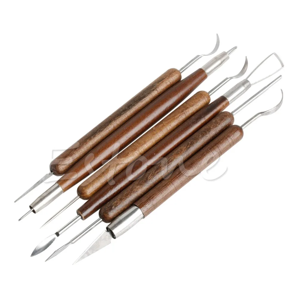 New 6pcs Clay Sculpting Set Wax Carving Pottery Tools Shapers Polymer
