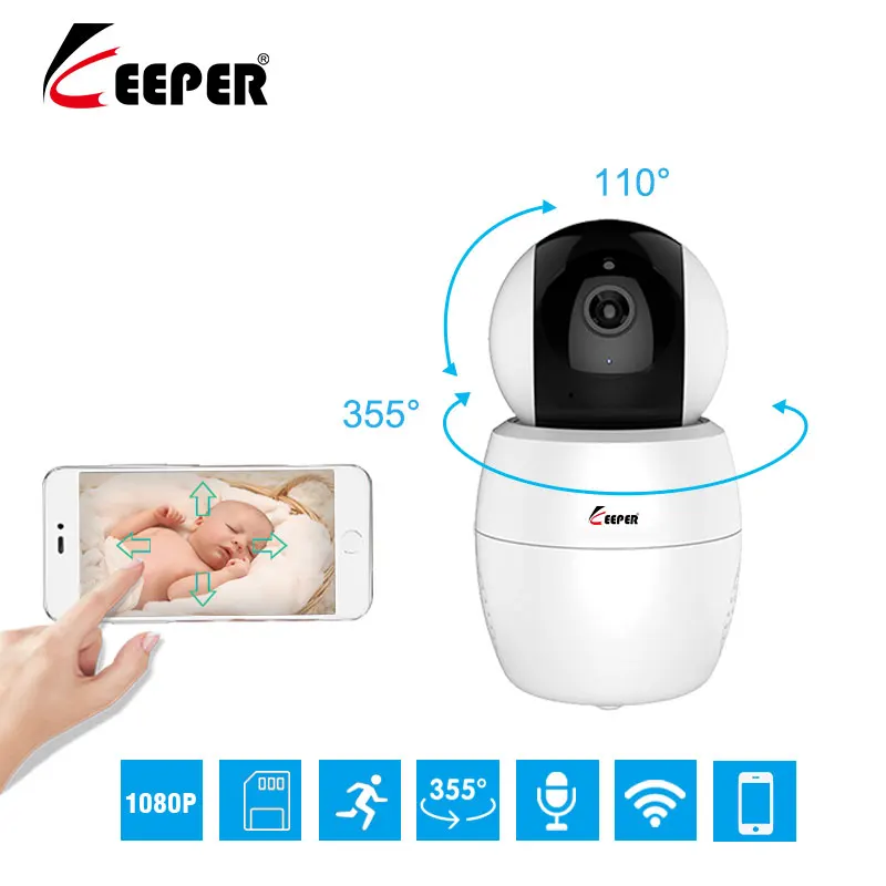 Keeper Security IP Camera 1080P Wireless Home WiFi Camera Mini CCTV Camera IR Night Vision Baby