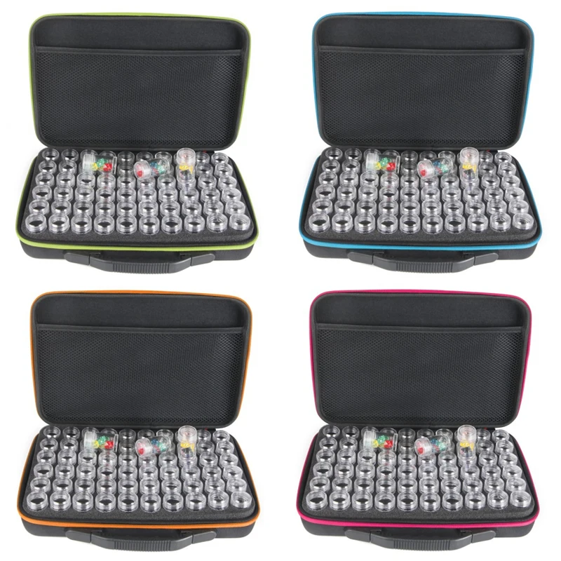 

NEW 60 Bottles Diamond Painting Box Tool Container Storage Box Carry Case Holder Hand Bag Zipper Design Shockproof Durable