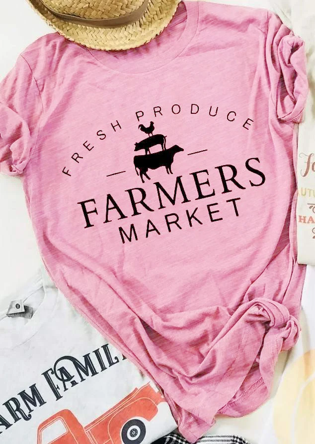 Fresh Produce Farmers Market Short Sleeve T Shirt Tee Women funny