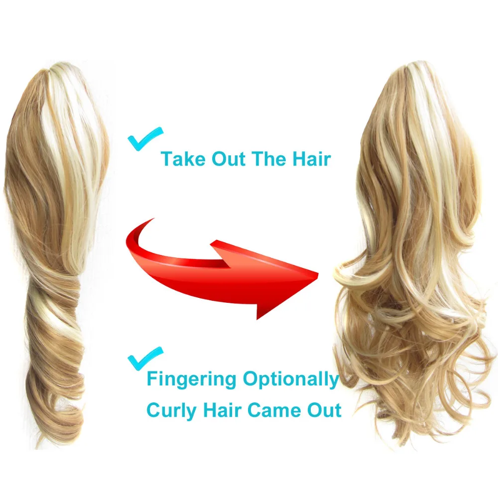 Oubeca Synthetic Claw Clip Wavy Ponytail Extensions Short Cute Thick Wave Pony Tail Hair Piece Clip In Hair Extensions For Women