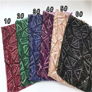 

Embroidery Nigerian Lace, Black green lake blue wine Tulle Lace Fabric, Sequin Lady Dress Lace Fabric