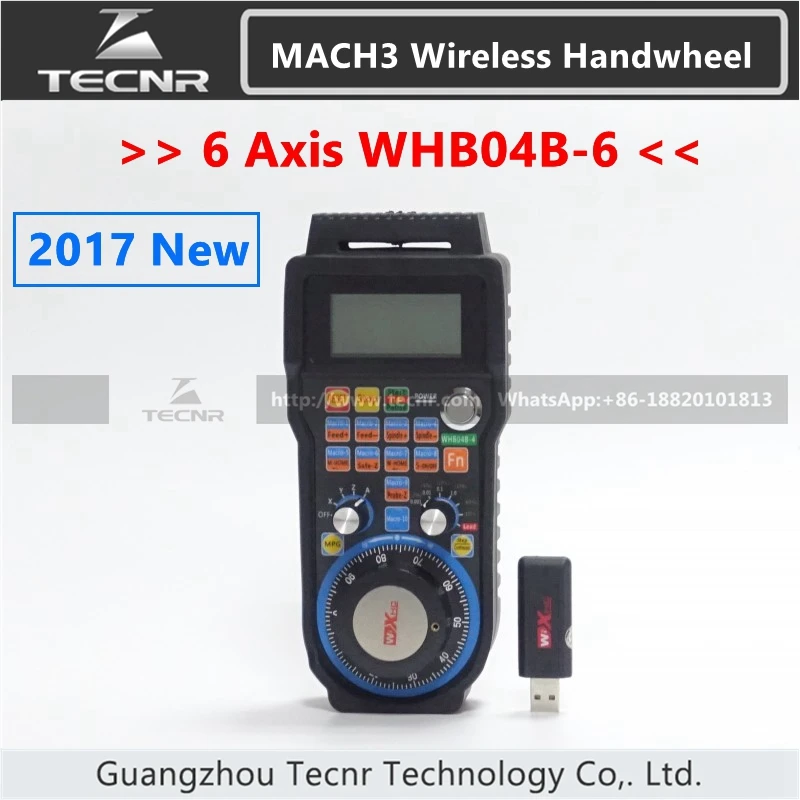 

XHC 6 Axis MACH3 Wireless Handwheel CNC MPG Handwheel Manual USB Receiver 40 meters transmission distance WHB04B