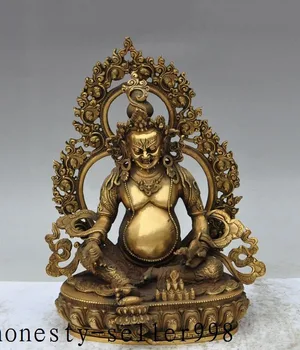 

Christmas tibet buddhism brass copper Anger Yellow Jambhala god Buddha dragon beast statue Halloween