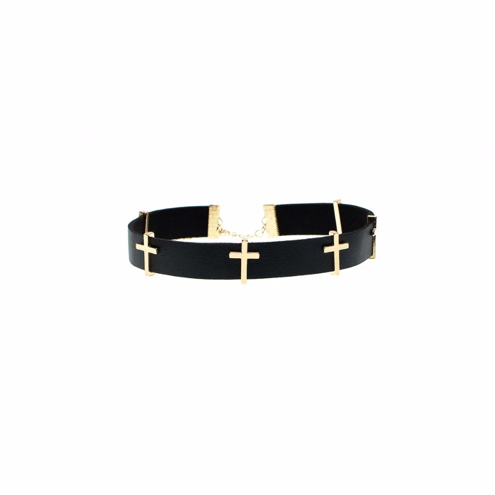 Trendy Women Velvet Choker Necklace Fashion women Puck black leather hot mails silver necklaces False collar Gothic Costume Jewelry-2 (1)