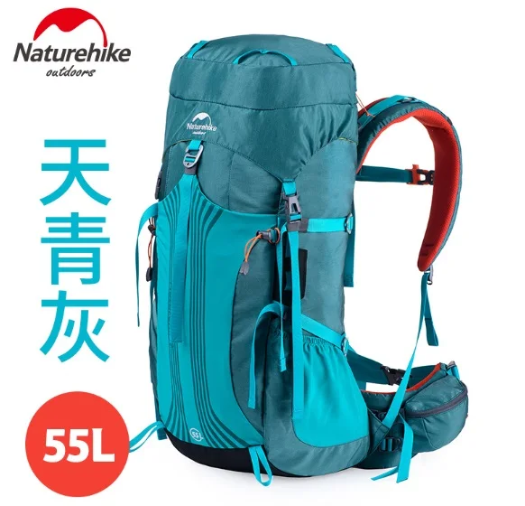 Naturehike Высокое качество открытый альпинистский рюкзак большой емкости 65+ 5L альпинистская сумка водонепроницаемый походный рюкзак - Цвет: 55L Sky blue