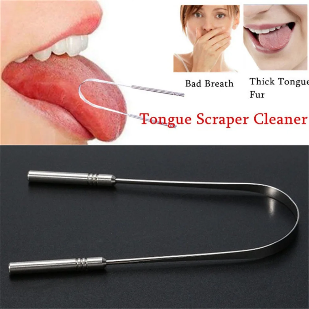 

Stainless Steel Tongue Scraper Cleaner Coated Tongue Toothbrush Fresh Breath Cleaning Dental Oral Hygiene Care Tools