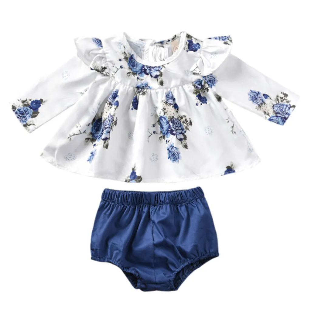 

Newborn Baby Boy Girl Clothes Infant Baby Girl Sets Floral T-shirt Dress Tops Shorts Pants Clothes Outfit 2pcs Set