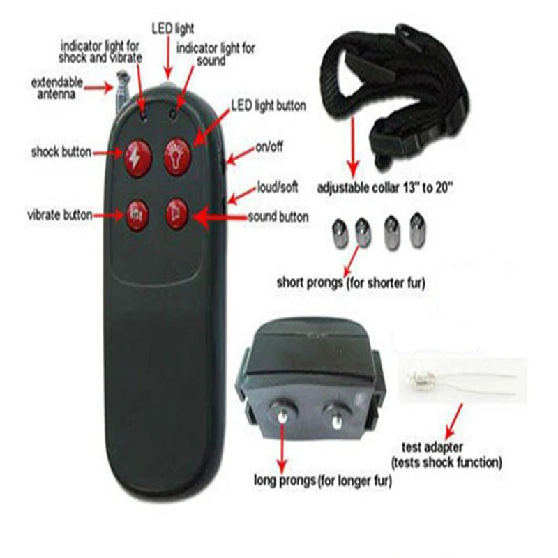 

Multifunction Dog Trainer 4 in 1 Pet Control Stop Bark Electric Remote Shock Vibration Anti Bark dog Training Collar Free ship