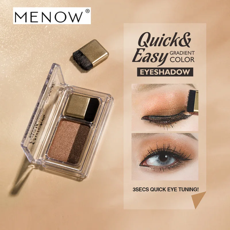 

MENOW Brand 2018 New 2Color Eyeshadow with Brush Lazy Fashion Eye Shadow Eye Makeup Tool
