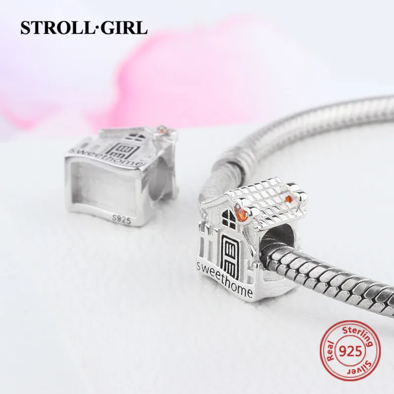 Strollgirl Fit Аутентичные европейский браслет 925 пробы Серебряный Sweet Home талисманы бусины DIY модные украшения для женщин Подарки