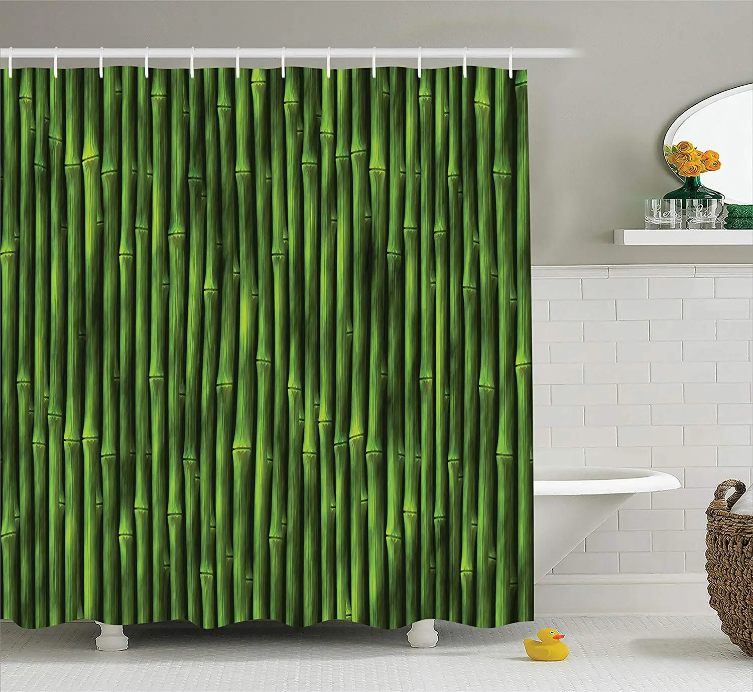 Shower Curtain Bamboo Stems Pattern Tropical Nature Inspired Shower Curtain Bamboo Stems Pattern