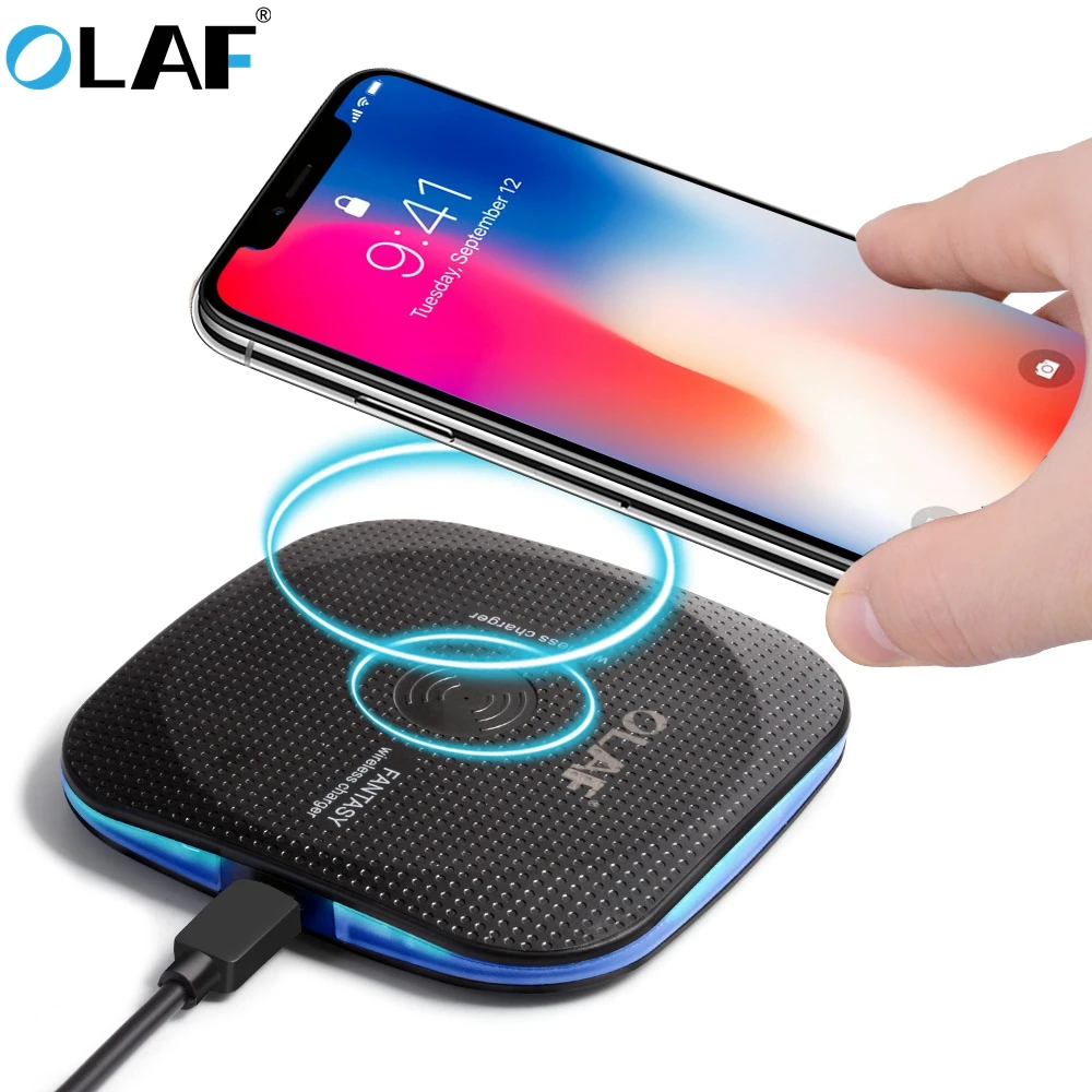 Беспроводное зарядное устройство Olaf Qi для samsung Galaxy S8 S9 Plus Note 8, беспроводное зарядное устройство для мобильного телефона, USB зарядное устройство для iPhone X 8 Plus