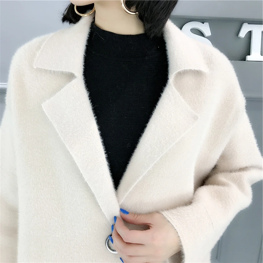 Artificial Mink Cashmere Comfortable Long Sweater