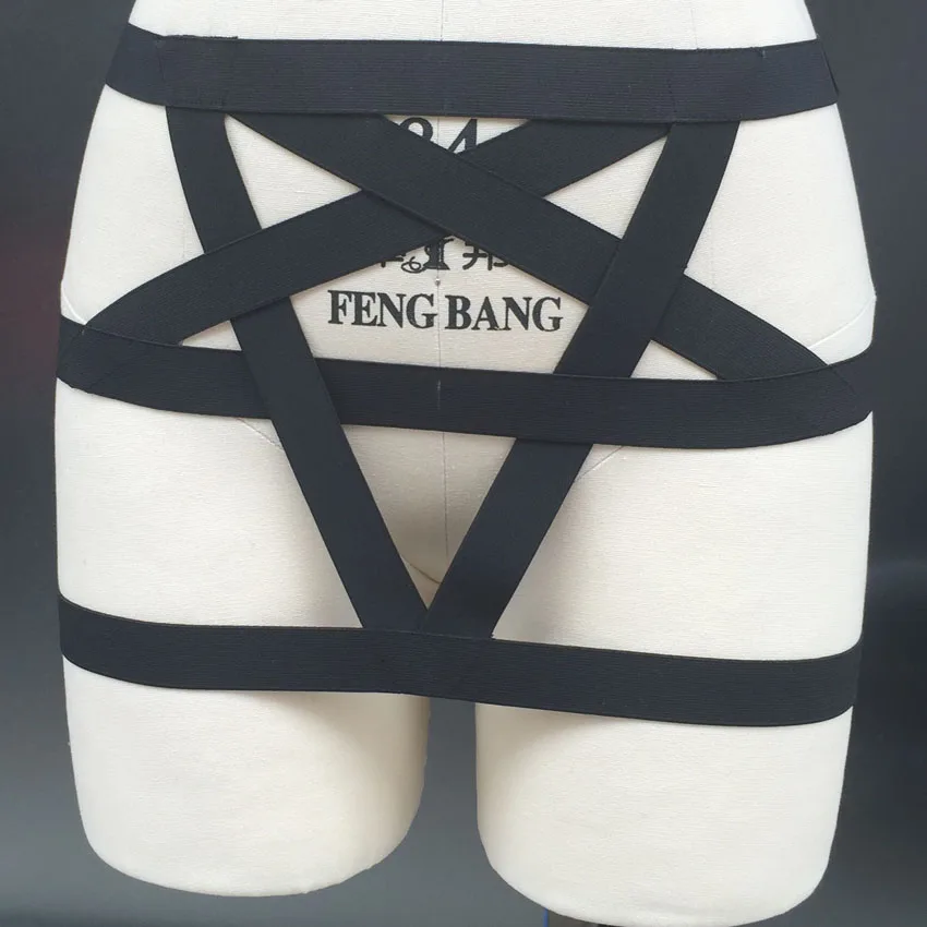 Gothic Harajuku sexy lingerie pentagram harness garter belt prom Women