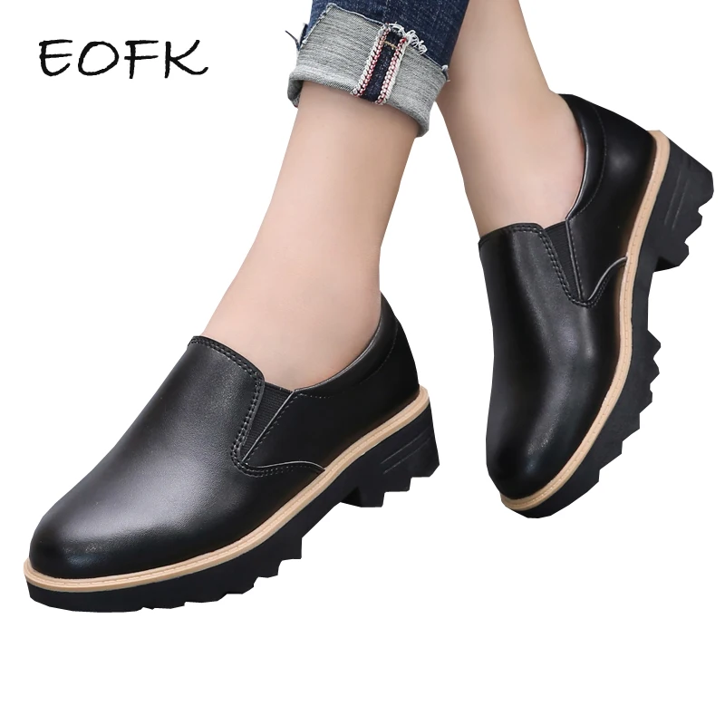 

EOFK Women Loafers Leather Flat Shoes Woman New Spring Autumn Solid Concise Casual Women's Flats Slip On Shoes Female Shoes